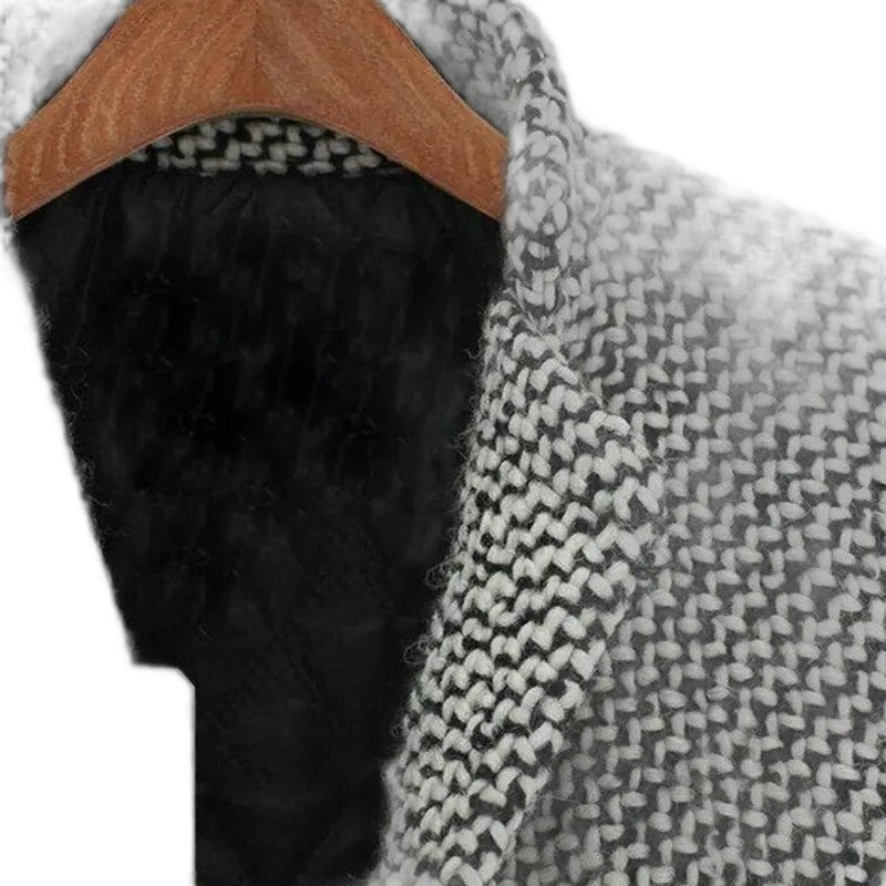Elegant Tweed Blazer for Women with Wool Collared Long Sleeve Button Front Office Style