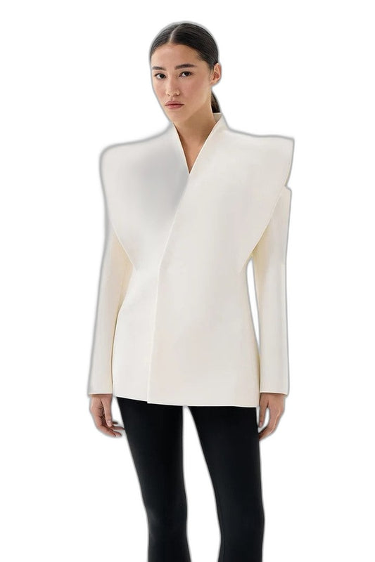 Elegant White Blazer for Women with Sleeveless Office Style