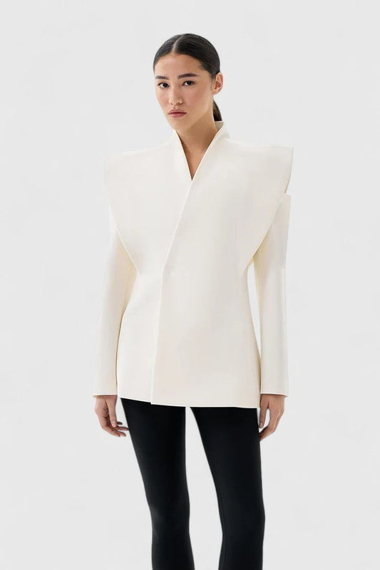Elegant White Blazer for Women with Sleeveless Office Style
