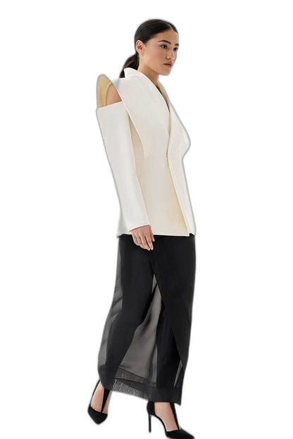 Elegant White Blazer for Women with Sleeveless Office Style