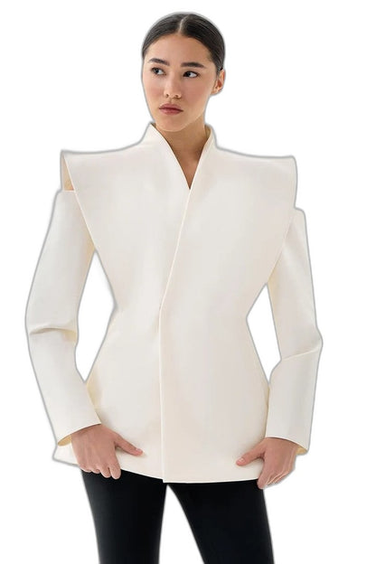 Elegant White Blazer for Women with Sleeveless Office Style