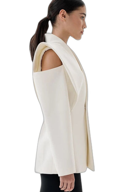 Elegant White Blazer for Women with Sleeveless Office Style