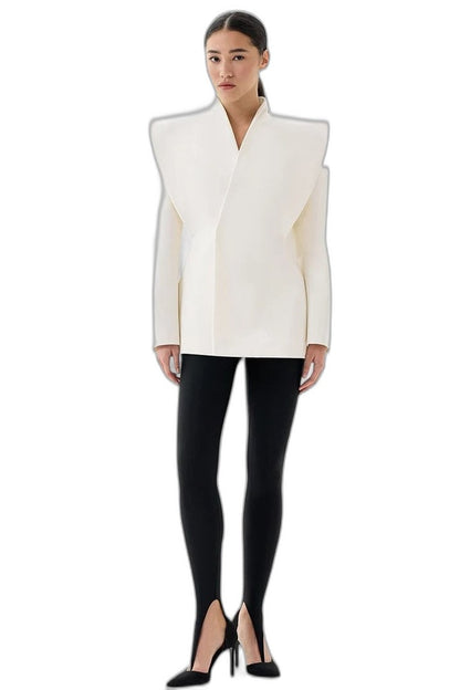 Elegant White Blazer for Women with Sleeveless Office Style
