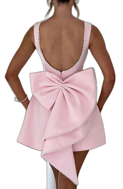 Elegant White Mini Dress for Women with Crew Neck Sleeveless A Line Fit And Flare Party Style