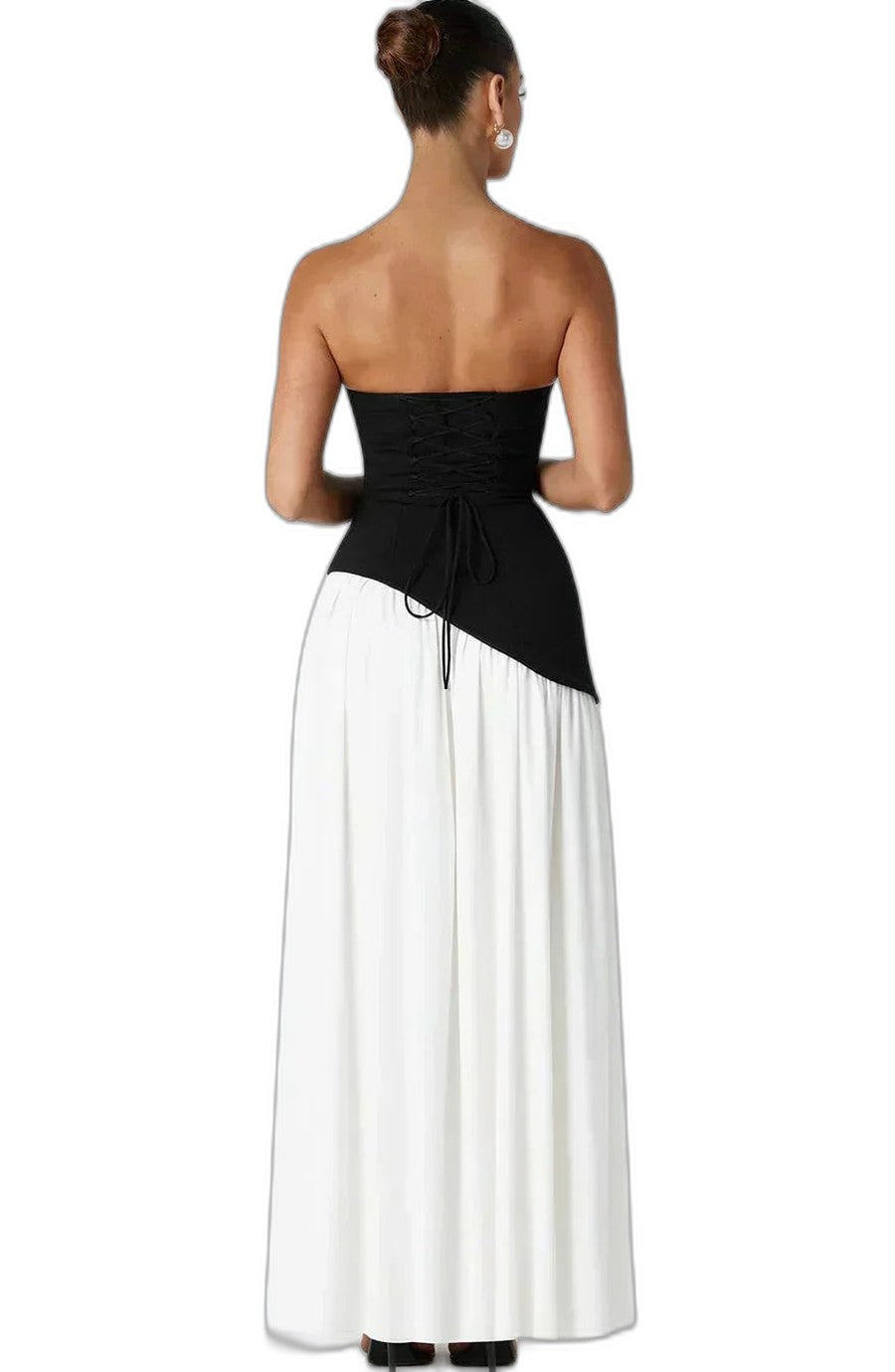 Elegant Yellow Maxi Dress for Women with Strapless Asymmetric Flowing Formal Style