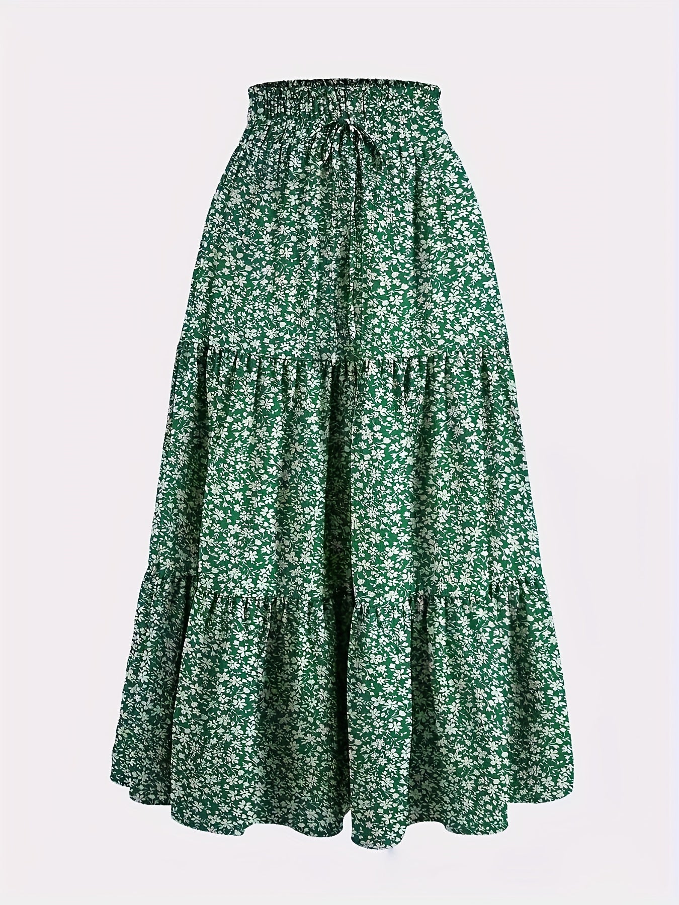 Effortless Tiered Maxi Skirt for Women with Paperbag Waist Drawstring Tie Flowing Style