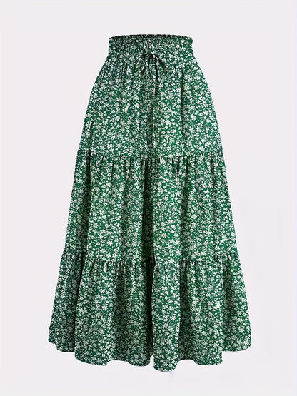 Effortless Tiered Maxi Skirt for Women with Paperbag Waist Drawstring Tie Flowing Style
