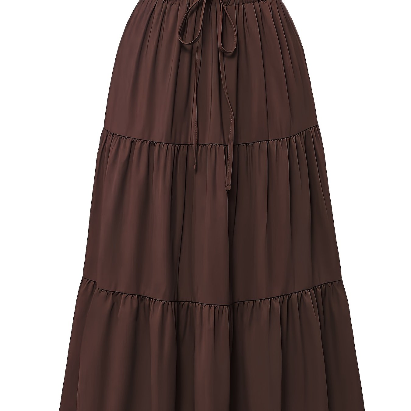 Effortless Tiered Maxi Skirt for Women with Paperbag Waist Drawstring Tie Flowing Style