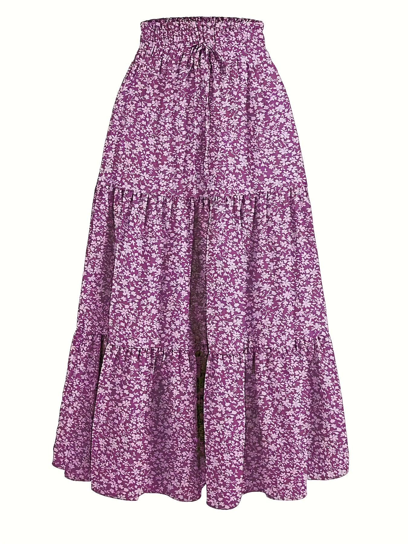 Effortless Tiered Maxi Skirt for Women with Paperbag Waist Drawstring Tie Flowing Style