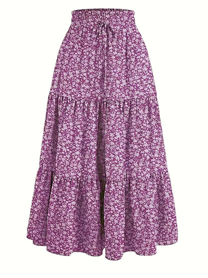 Effortless Tiered Maxi Skirt for Women with Paperbag Waist Drawstring Tie Flowing Style