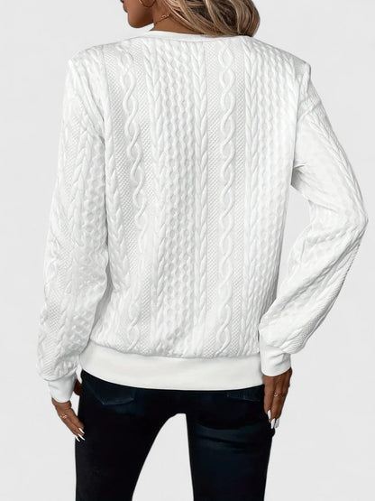 Comfortable Cable Knit Sweater for Women with Zip Neck Long Sleeve Relaxed Oversized Style