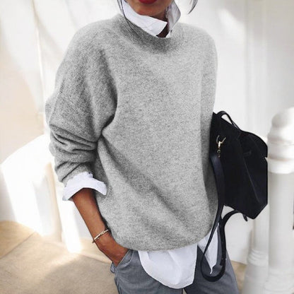 Comfortable Sweater for Women with High Neck Long Sleeve Relaxed Oversized Knit Style