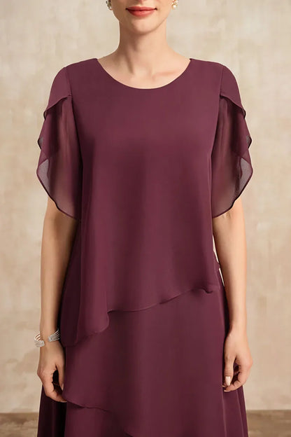 Elegant Tiered Ruffle Midi Dress for Women with One Shoulder Flowy Formal Wedding Guest Style