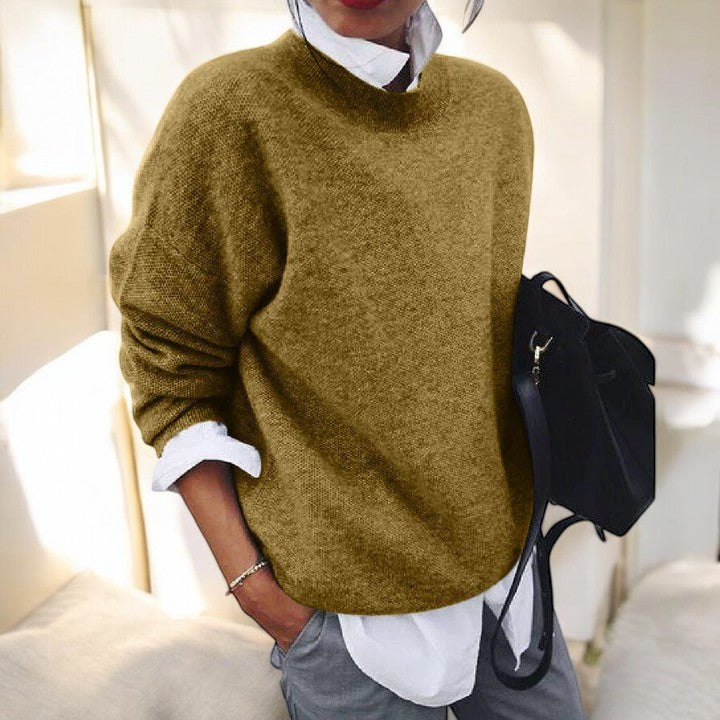 Comfortable Sweater for Women with High Neck Long Sleeve Relaxed Oversized Knit Style