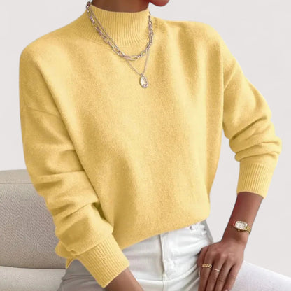 Comfortable Ribbed Sweater for Women with Mock Neck Long Sleeve Relaxed Oversized Knit Style