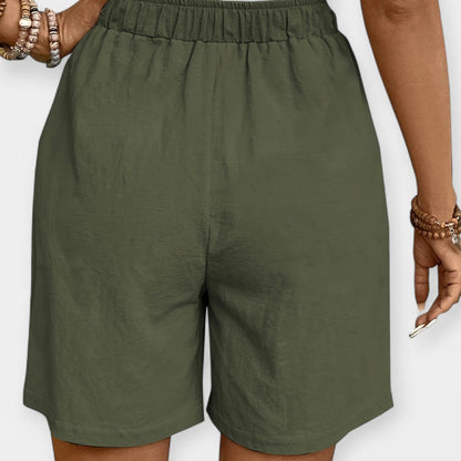 Effortless Linen Shorts for Women with High Waist Drawstring Relaxed Wide Leg Casual Style