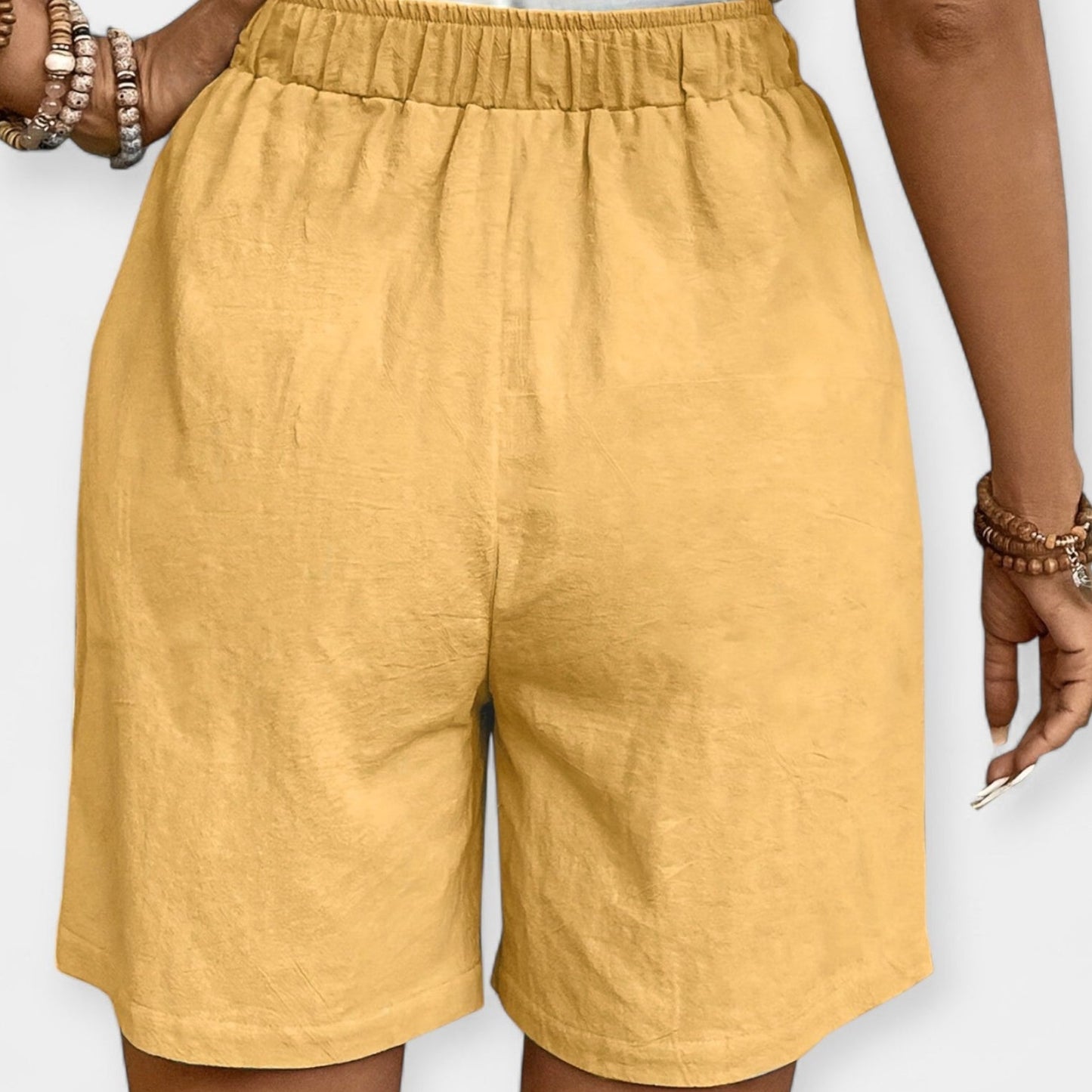 Effortless Linen Shorts for Women with High Waist Drawstring Relaxed Wide Leg Casual Style
