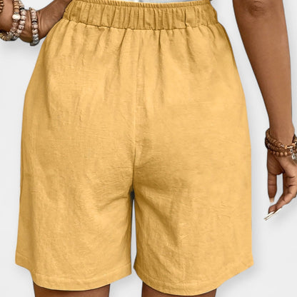 Effortless Linen Shorts for Women with High Waist Drawstring Relaxed Wide Leg Casual Style