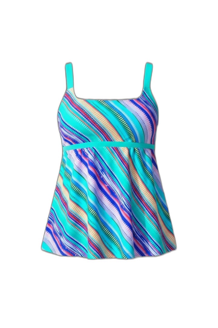 Stylish Abstract Swimsuit for Women with Square Neck Sleeveless Vacation Style