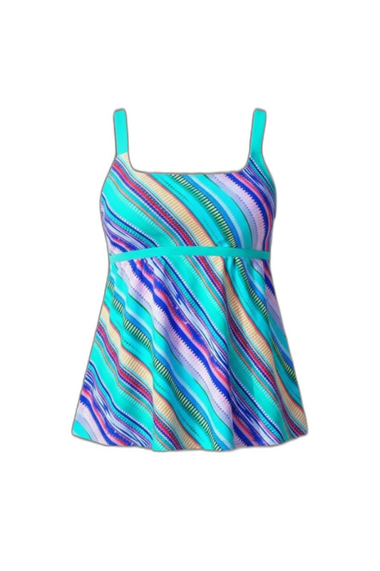 Stylish Abstract Swimsuit for Women with Square Neck Sleeveless Vacation Style