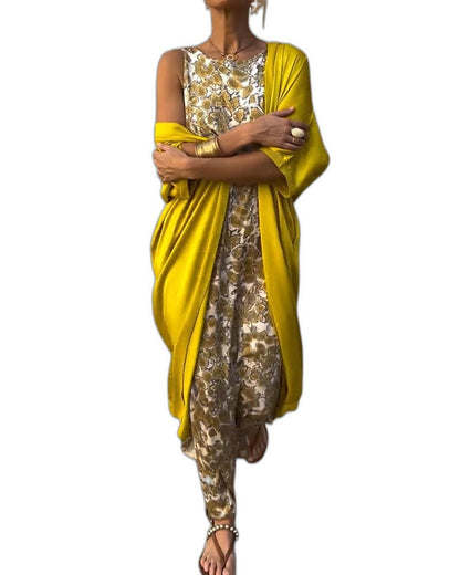 Stylish Abstract Two Piece Set for Women with Flowing Party Style