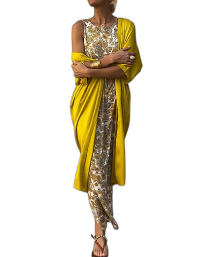 Stylish Abstract Two Piece Set for Women with Flowing Party Style