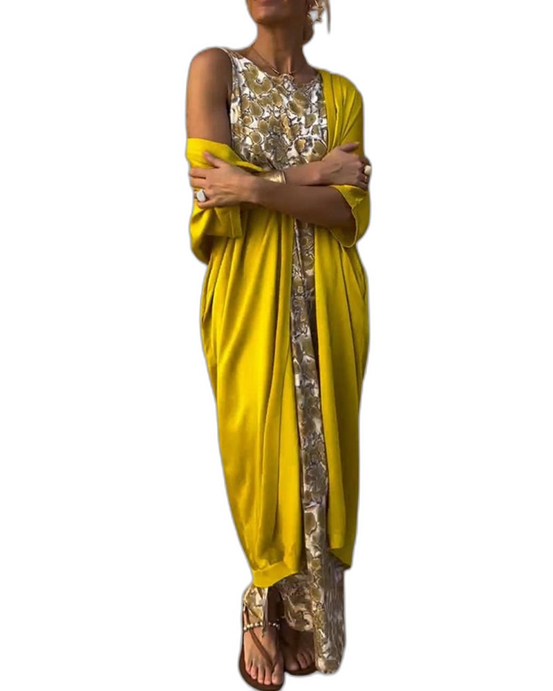 Stylish Abstract Two Piece Set for Women with Flowing Party Style