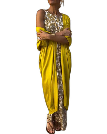 Stylish Abstract Two Piece Set for Women with Flowing Party Style