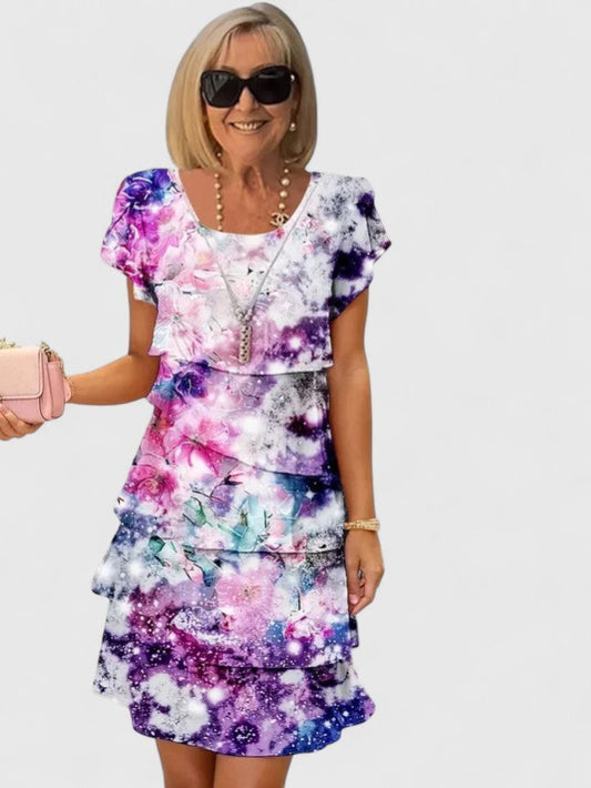 Stylish Abstract Two Piece Set for Women with Tiered Party Style