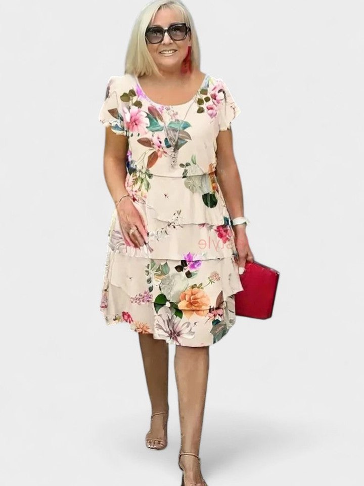 Stylish Abstract Two Piece Set for Women with Tiered Party Style
