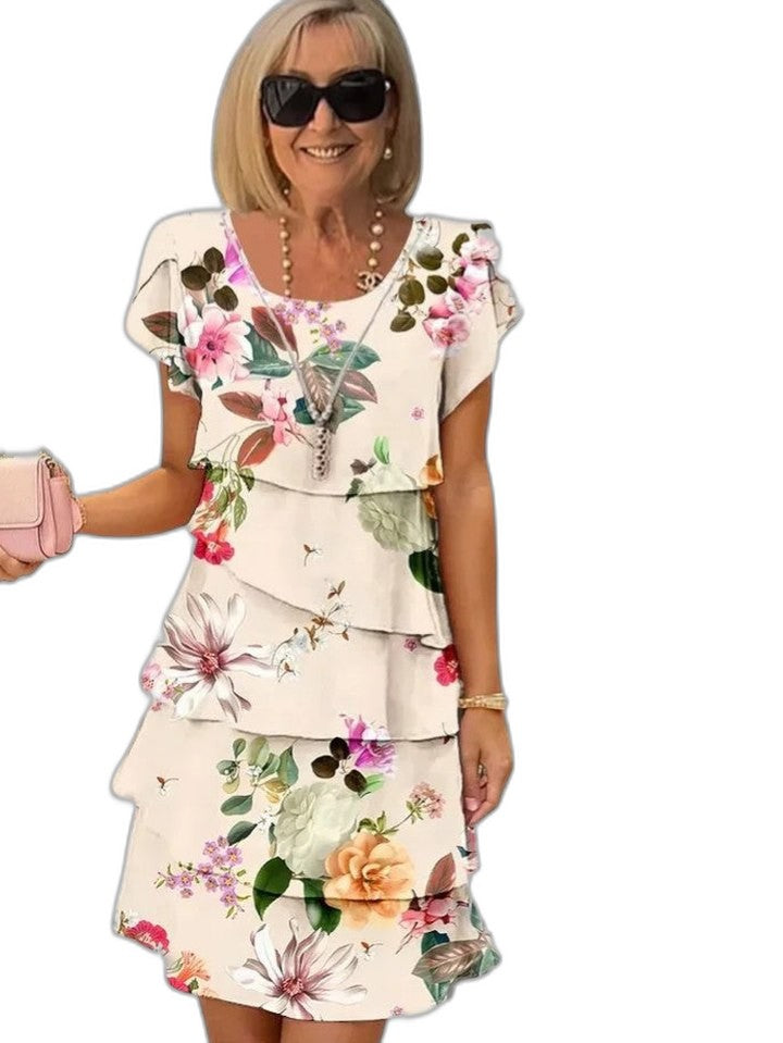 Stylish Abstract Two Piece Set for Women with Tiered Party Style