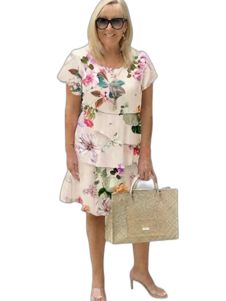 Stylish Abstract Two Piece Set for Women with Tiered Party Style