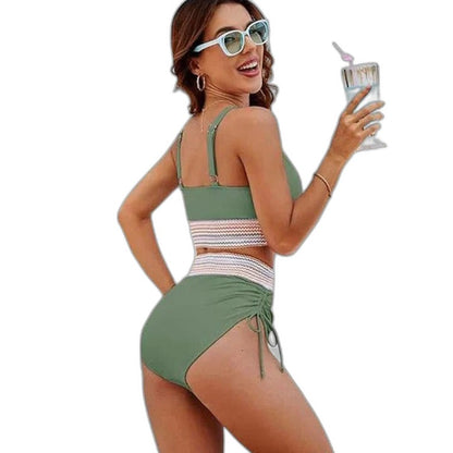Stylish Bikini for Women with V Neck Sleeveless High Waisted Vacation Style
