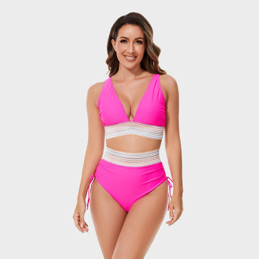 Stylish Bikini for Women with V Neck Sleeveless High Waisted Vacation Style