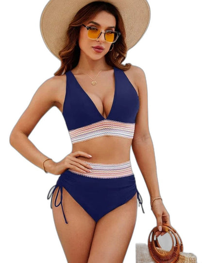 Stylish Bikini for Women with V Neck Sleeveless High Waisted Vacation Style