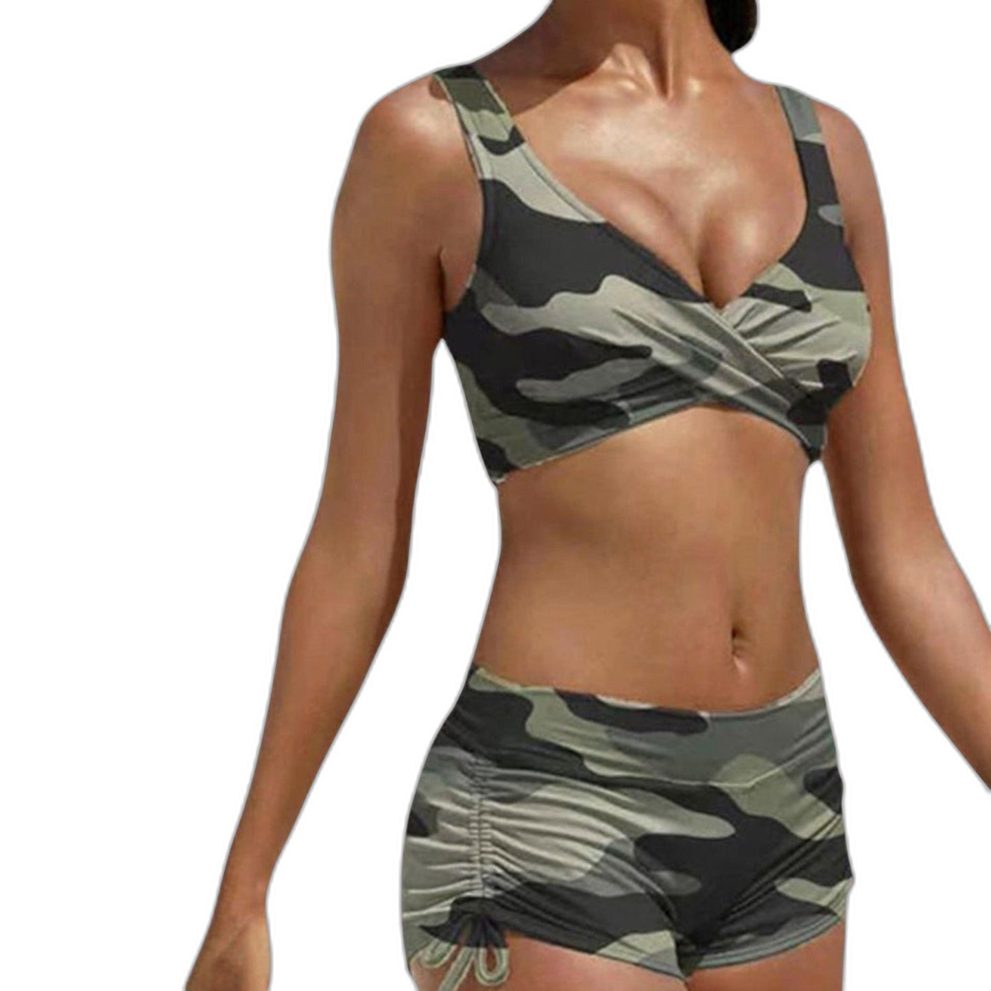 Stylish Bikini for Women with V Neck Sleeveless Vacation Style