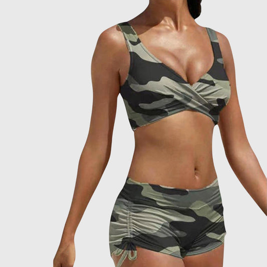 Stylish Bikini for Women with V Neck Sleeveless Vacation Style