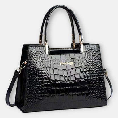 Stylish Black Leather Satchel Bag for Women with Office Style