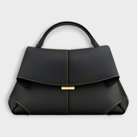 Stylish Black Leather Satchel Bag for Women with Office Style