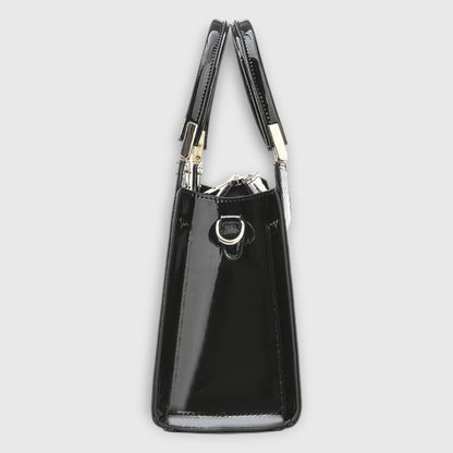 Stylish Black Leather Satchel Bag for Women with Office Style