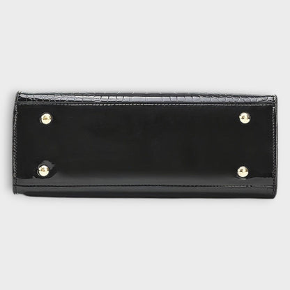 Stylish Black Leather Satchel Bag for Women with Office Style