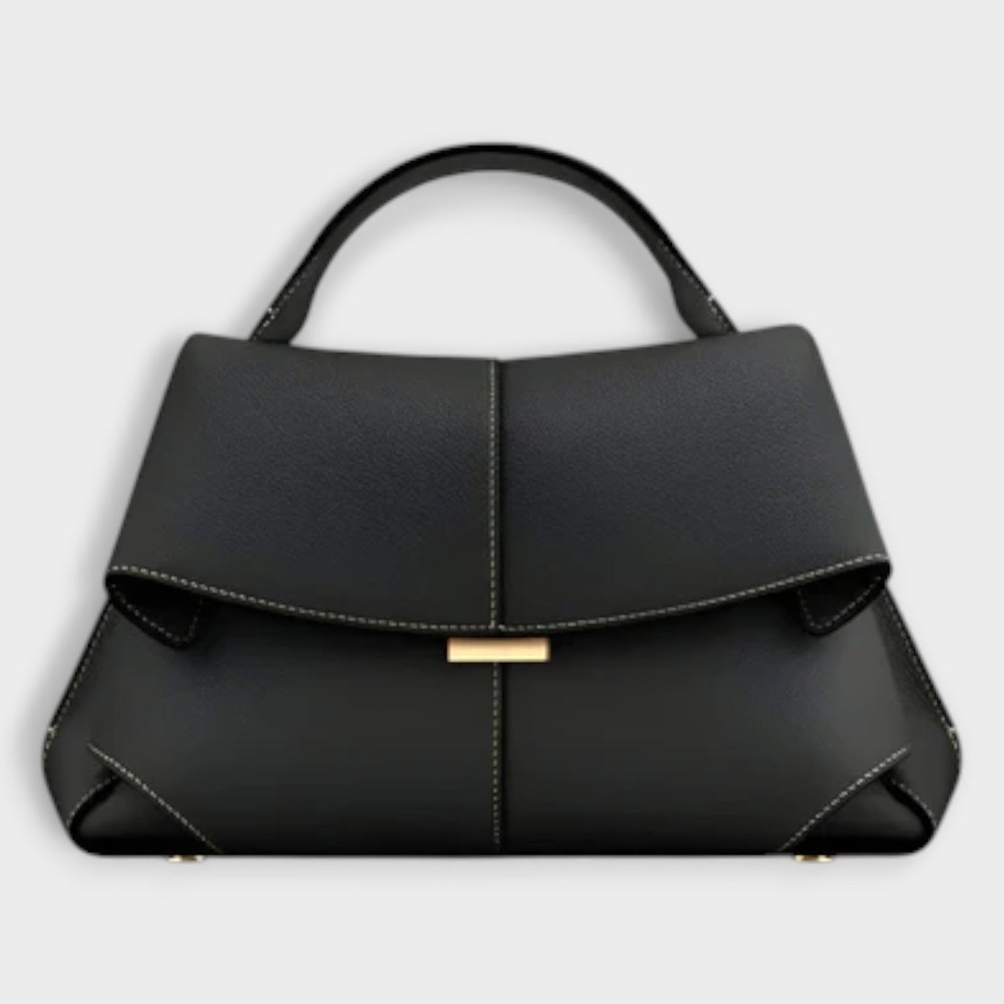 Stylish Black Leather Satchel Bag for Women with Top Handle Office Style
