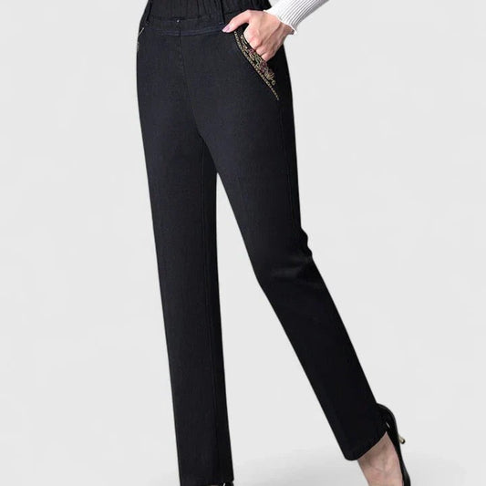 Stylish Black Pants for Women with High Waisted Straight Leg Office Style