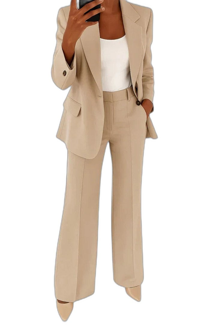 Stylish Black Two Piece Set for Women with Wide Leg Office Style