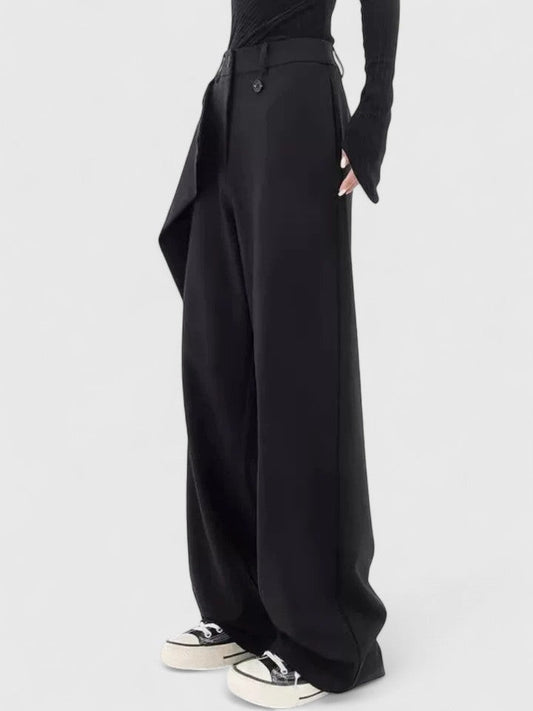 Stylish Black Wide Leg Pants for Women with High Waisted Office Style