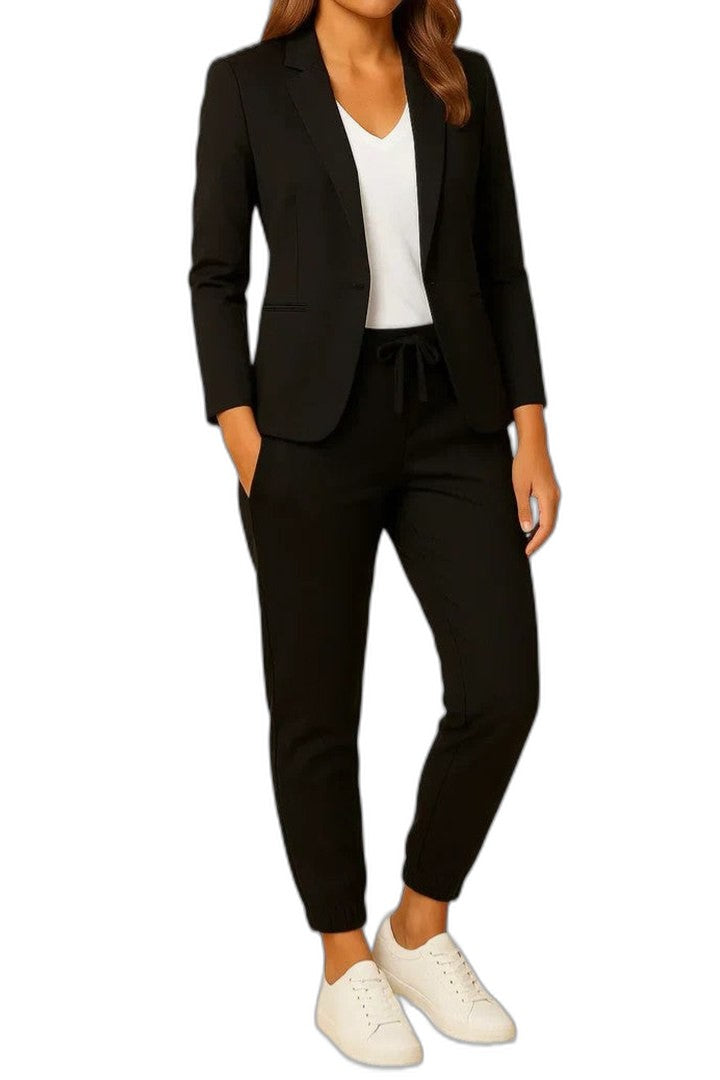 Stylish Blue Two Piece Set for Women with Button Front Office Style