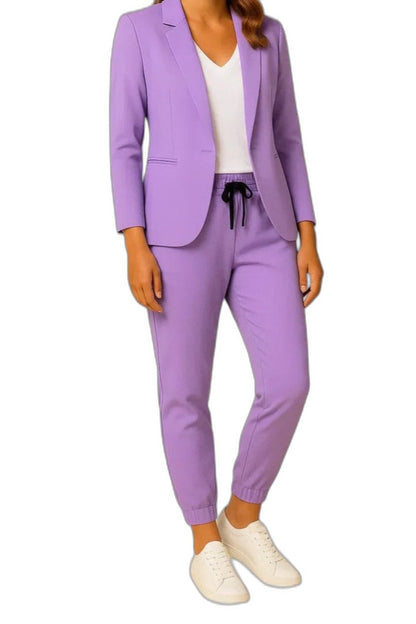 Stylish Blue Two Piece Set for Women with Button Front Office Style