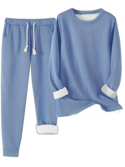 Stylish Blue Two Piece Set for Women with Pockets Lounge Style