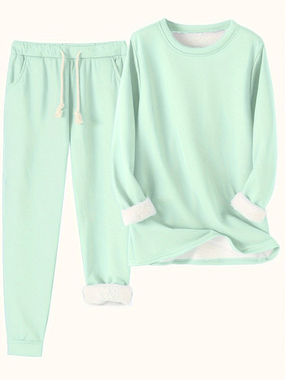 Stylish Blue Two Piece Set for Women with Pockets Lounge Style