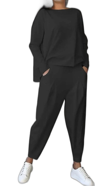 Stylish Burgundy Two Piece Set for Women with Pockets Lounge Style